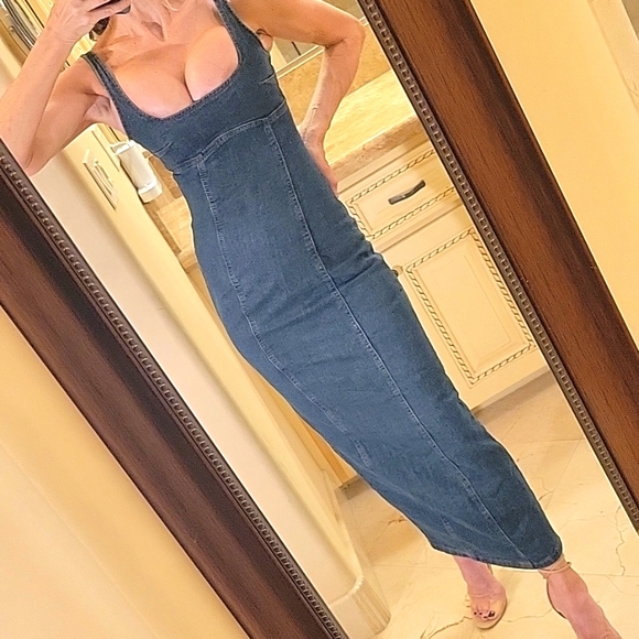 Cotton:On Dark Denim Tank-Style Maxi Dress, Sz 0 - Picture 9 of 16